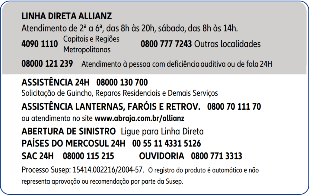 Telefone 24hs Allianz