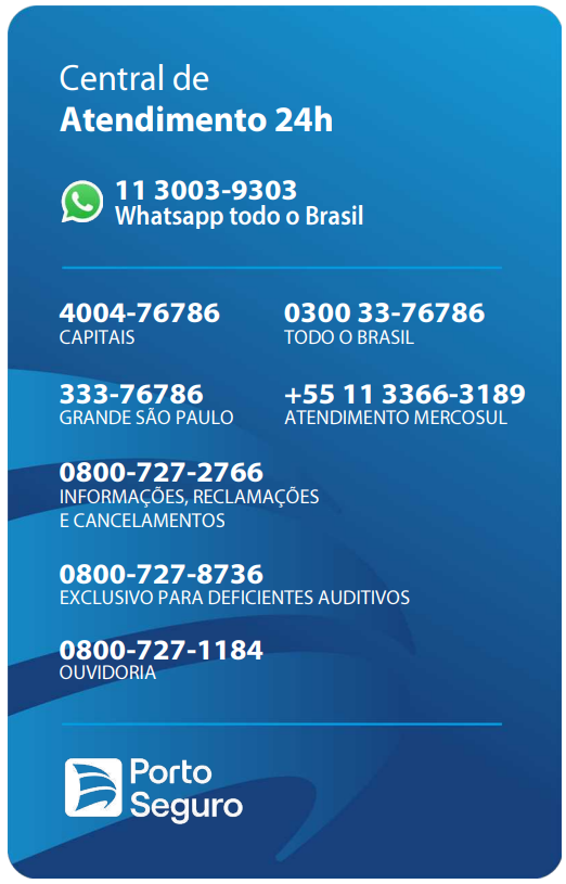 Telefones 24hs da Porto